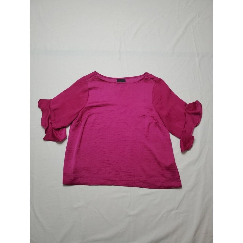 Alex Marie Womens Fuchsia Sheer 3/4 Ruffled Sleeve Bubble Hem Fairy Size M